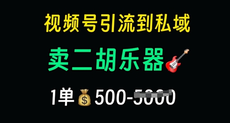 视频号引流到私域卖二胡乐器，1单利润5张，长期稳定项目-如意资源网