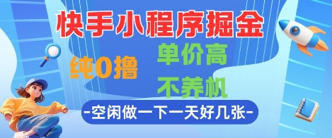 快手小程序掘金，纯0撸，单价高不养机 利用空闲时间做一做，一天好几张【揭秘】-如意资源网
