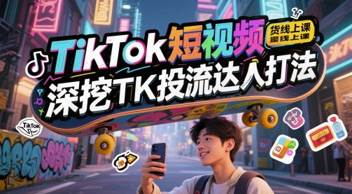 TikTok短视频带货线上课，深挖TK投流达人打法-如意资源网