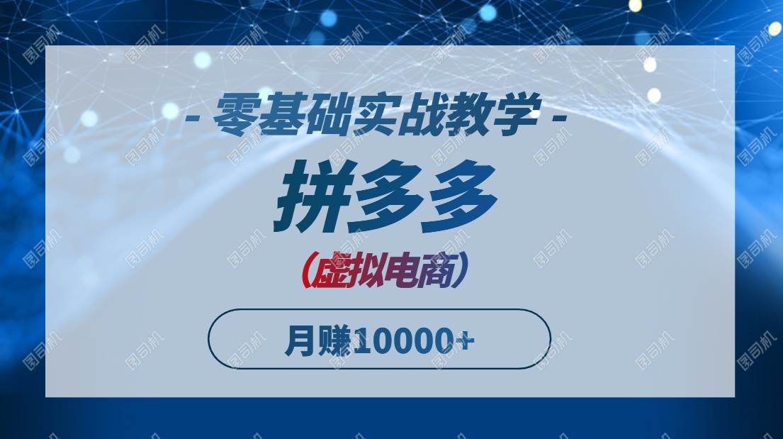 （14880期）拼多多虚拟电商，零基础实战教学，快速打爆商品，新手也能月入10000+-如意资源网