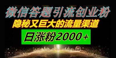 微信答题引流创业粉，隐秘又巨大的流量渠道一小时引流200人，日涨粉2000+-如意资源网
