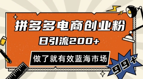 拼多多引流电商创业粉，日引200+，可矩阵放大，做了就有效【揭秘】-如意资源网