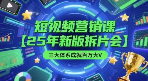 短视频营销课【25年新版拆片会】三大体系成就百万大V，包含正课、拆片会、手把手教学直播课等-如意资源网
