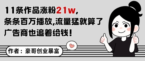 11条作品涨粉21W，条条百W播放，流量猛就算了，广告商也追着给钱-如意资源网