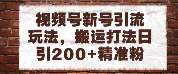 视频号新号引流玩法，搬运打法日引200+精准粉，可矩阵放大【揭秘】-如意资源网